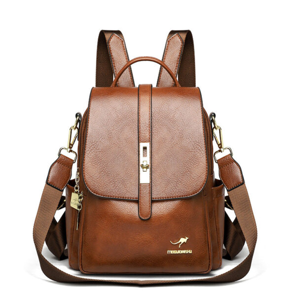 Stylish and simple women's large-capacity backpack versatile soft leather trendy casual commuter backpack