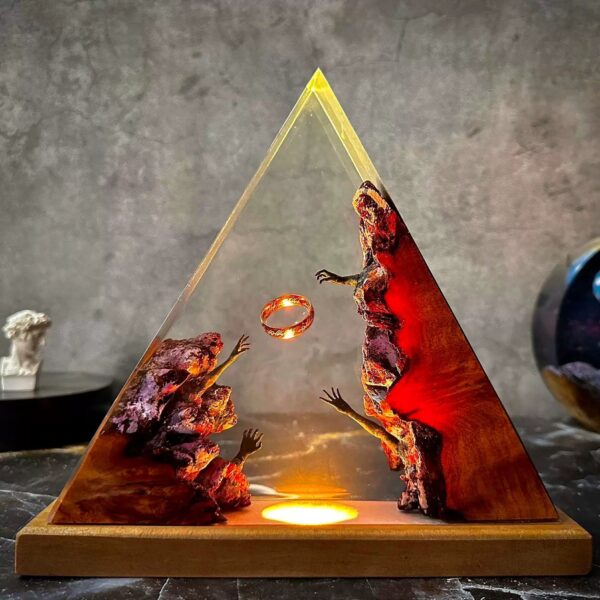 Lord of the Rings Epoxy Wooden Night Light Handmade Gift Home Decor Ocean Resin Light Boyfriend Gift