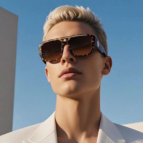 2025 European and American new sunglasses men's thick frame fashion sunglasses large frame head sunglasses women