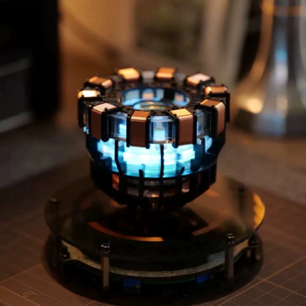 Iron Man Maglev Reactor Light Table Ornament Marvel Assembly Model Black Technology MK Alloy Reaction Figure