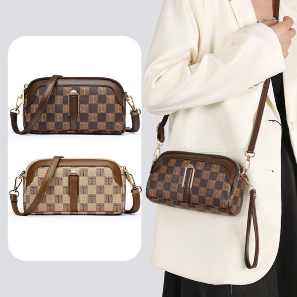 Popular soft leather shoulder messenger bag casual women's bag contrasting colors fashionable travel spring and autumn new women's mobile phone bag